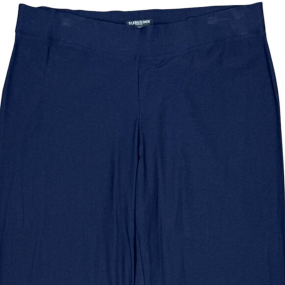 EUC Women's EILEEN FISHER Straight Leg Crepe Pull-On Pant Navy | Size PL - Picture 2 of 8